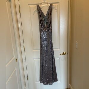 Elegant Silver Sequin Gown